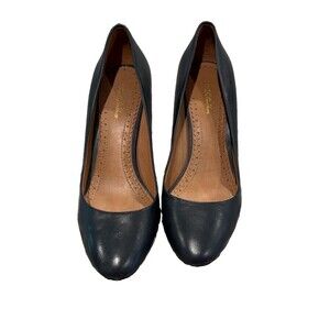 Brooks Brothers Classic Italian Leather HIgh Heel Round Toe Pump Women’s Blue 8